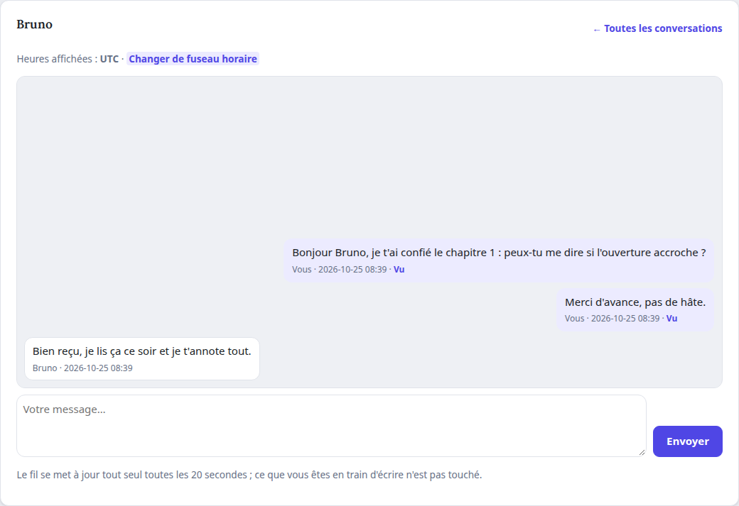 Une conversation avec un contact
