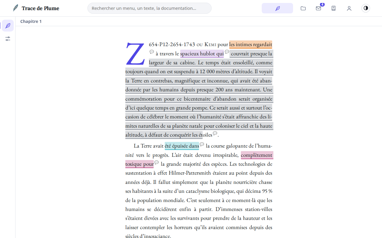 Le mode lecture avec lettrine